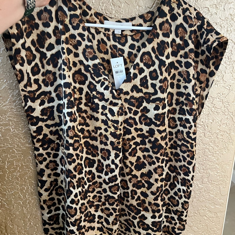 NWT Loft leopard shirt blouse sz L Large